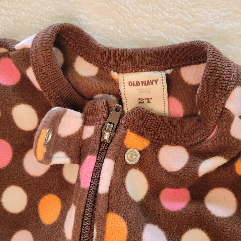 OLD NAVY Pajamas Baby Girls 2T Toddler Snug Fit Sleeper Footed Polka Dots - Picture 5 of 9